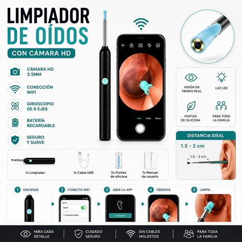 Limpiador de oídos con cámara